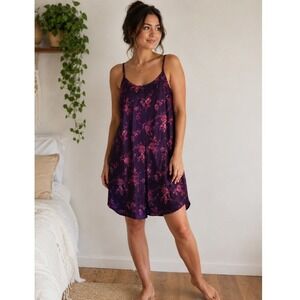 Vintage fairycore Women L Purple Floral Satin Slip dress coquette romantic Y2K